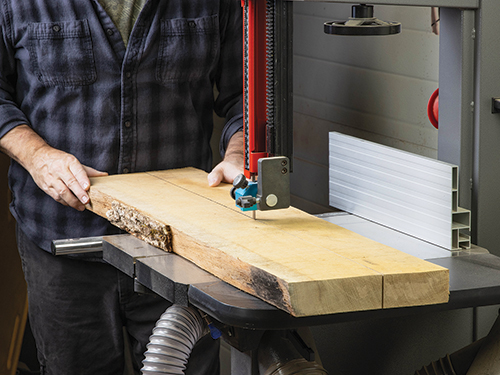 Cutting leg parts for serving table from lumber slab