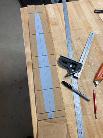 Marking cut lines on stool leg template