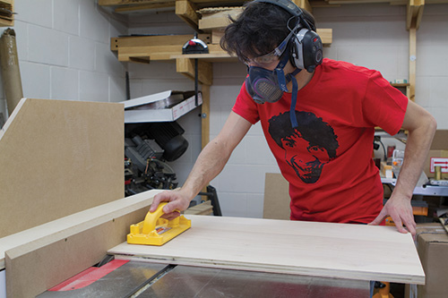 Cutting a panel for outfeed table sides