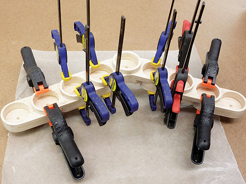 Gluing and clamping whole menorah assembly