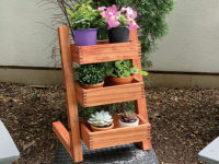 African mahogany plant stand with three tiers