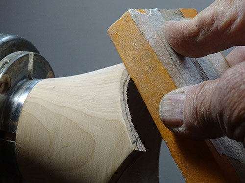 Sanding down lip of three wing bowl