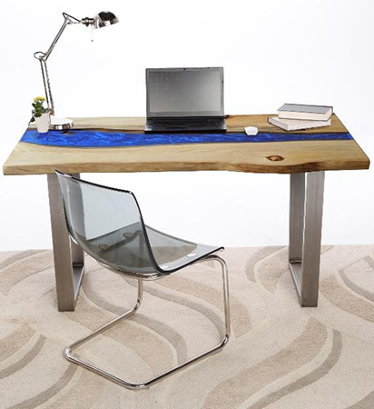 Desk with timbercast epoxy river