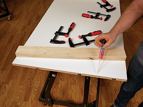 Attaching bottom rail to track saw jig with epoxy