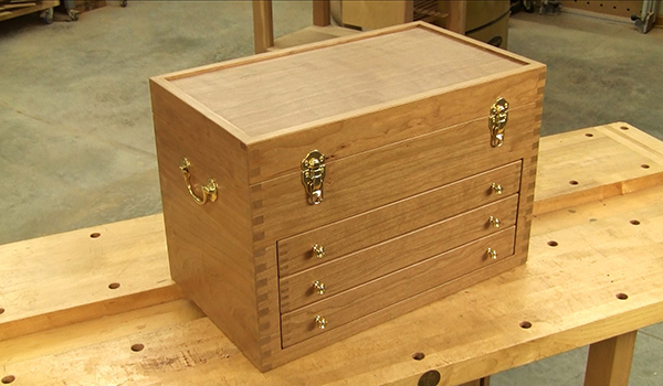 Vintage Large Homemade Carpenter's Wooden Tool Box Chest