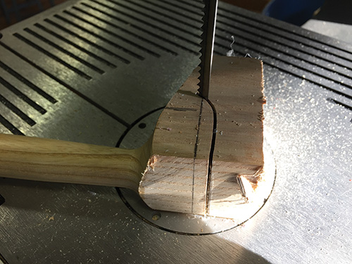 Cutting out spindle boss with band saw