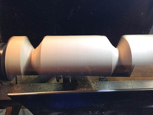 Turning a bow spindle
