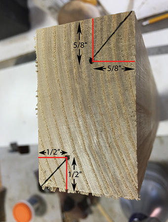 Diagram of left end of an offset turning blank