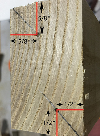 Diagram of right end of an offset turning blank