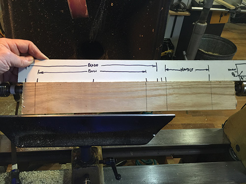 Transferring storyboard onto turning blank