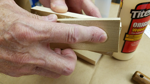 Gluing up parts of candy ornament blank