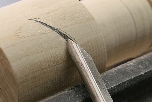 Marking 45 degree angle on mallet blank