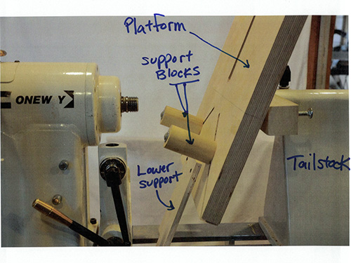 Front section of Keith Rowley’s lathe drilling jig