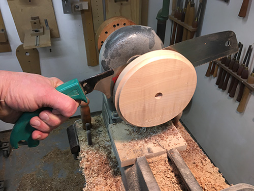 Remove base from glueblock with hand saw