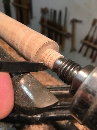 Cutting lines in spindle tenon to hold glue