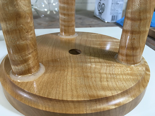 Glue squeeze out after installing spindles on one side of hourglass