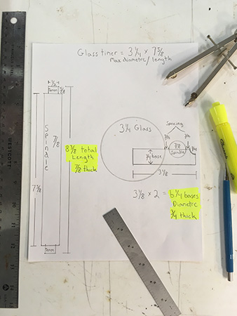 Written out plans for hourglass turning