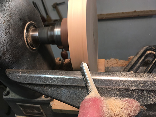 Starting turning of hourglass base