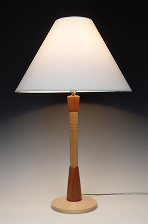Complete turned lamp with shade