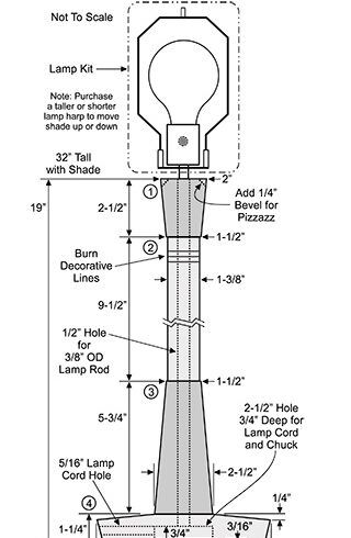 Drawing of sample turned lamp