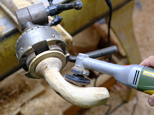 Smoothing out turned pumpkin stem