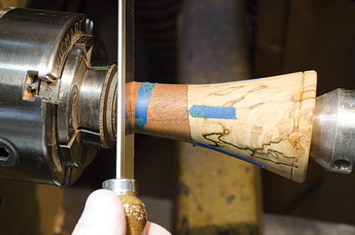 Cutting tenon off the top of turned shaker