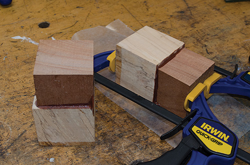 Gluing two species of wood blanks together