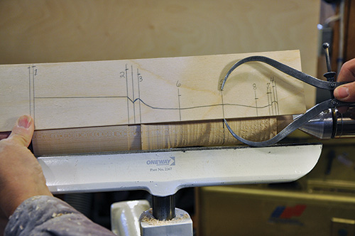 Measuring out mallet turning blank