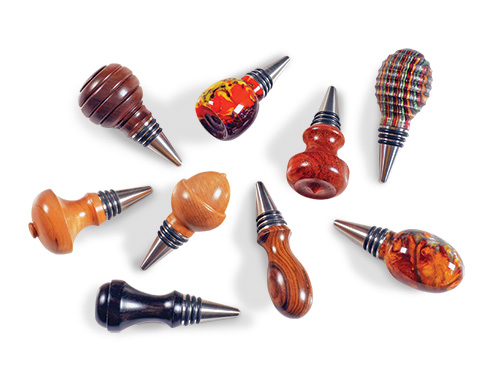 Nine styles of bottle stoppers