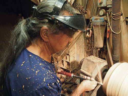 Carving out rim in Hawaiian bowl