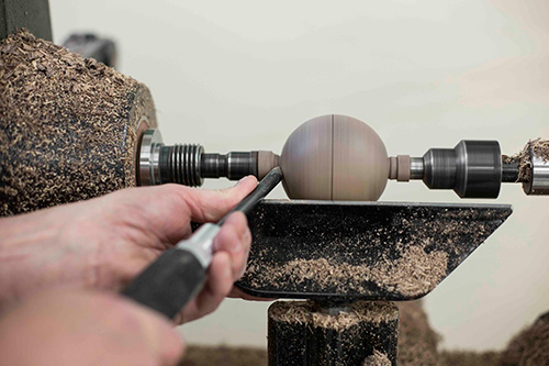 Using a spindle gouge to finish turning a sphere