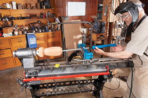 Adding a hollow roller vessel to a lathe