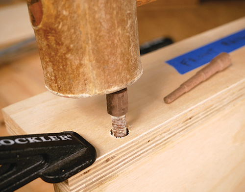 Adding reinforcement dowel to tool chest joinery