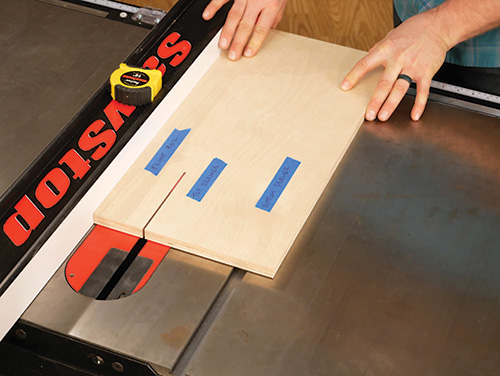 Cutting drawer fronts for tool chest on a table saw