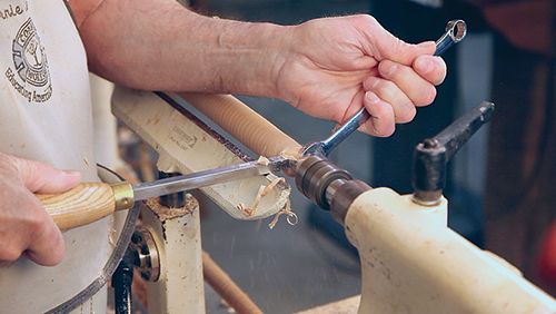 Using wrench to set diameter of turned tenon