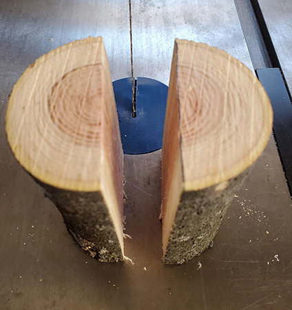 Splitting turning blank in half