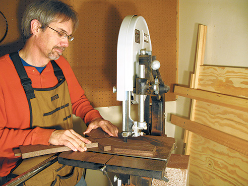 Using a band saw to cut country table legs to shape