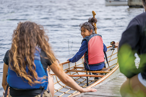 Setting out in a canoe with hand made frame