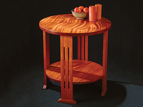 Mahogany table with ribbon figured wood