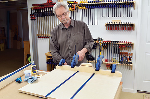Gluing fence onto crosscut sled