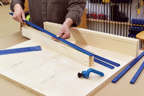 Laying out crosscut sled hardware installation