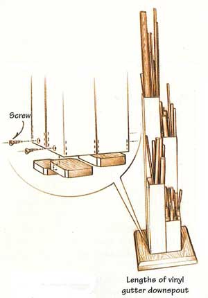 Store Dowels in Staggered Lengths of Drain Pipe