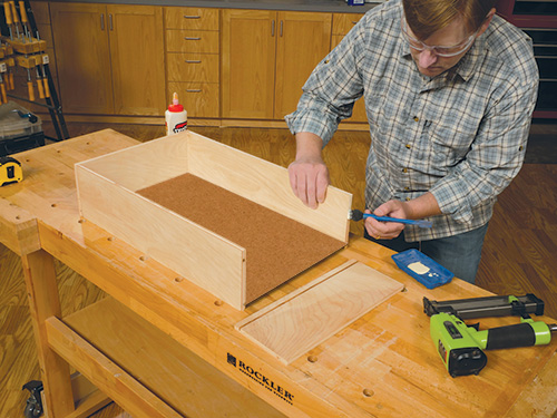 Gluing sides together for cabinet drawer box