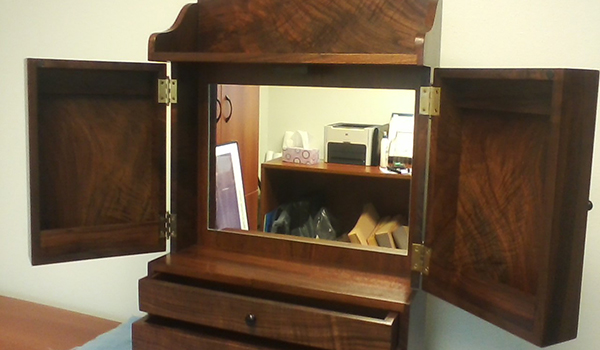 Figured Walnut Jewelry Cabinet