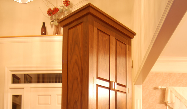 Walnut and Maple Bookcase Cabinet