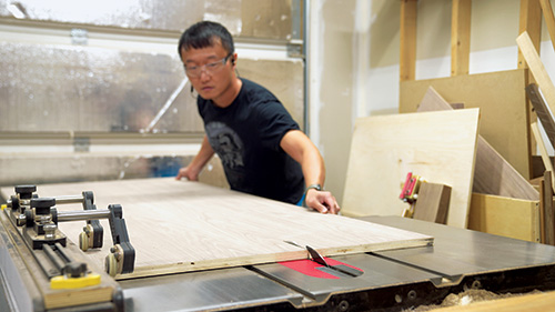 Cutting plywood panels for storage cabinet