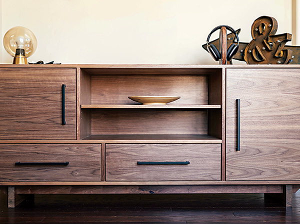 Walnut storage cabinet with base