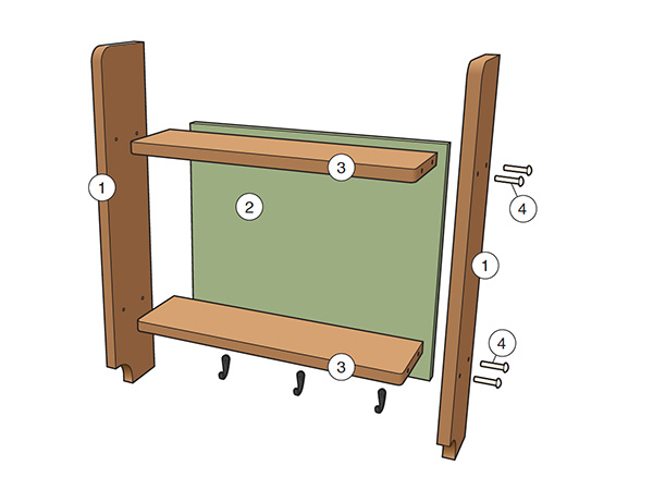 Wall shelf exploded view drawing