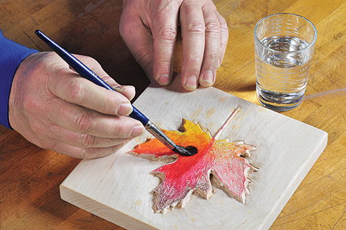 Next, blend the pencil with water (as seen in the left side of this photo).