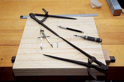 Tools for marking out Windsor stool parts